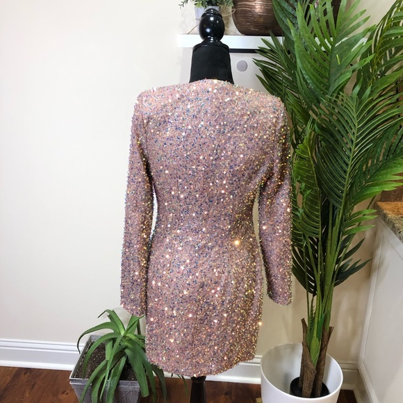 A.Peach Sequins On The Rocks Blazer Dress in Rose Gold Small - Picture 10 of 12